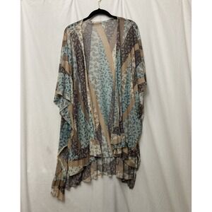 Jade by Jane Multicolor Floral Sheer Open Front Short Sleeve Cardigan - One Size